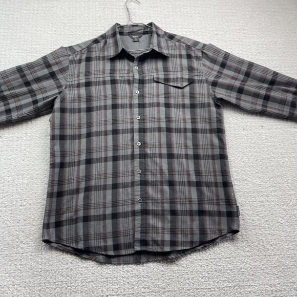 Royal Robbins Grey / Red Flannel Plaid Outdoor Button Up Shirt Size Large Camp - Picture 6 of 14